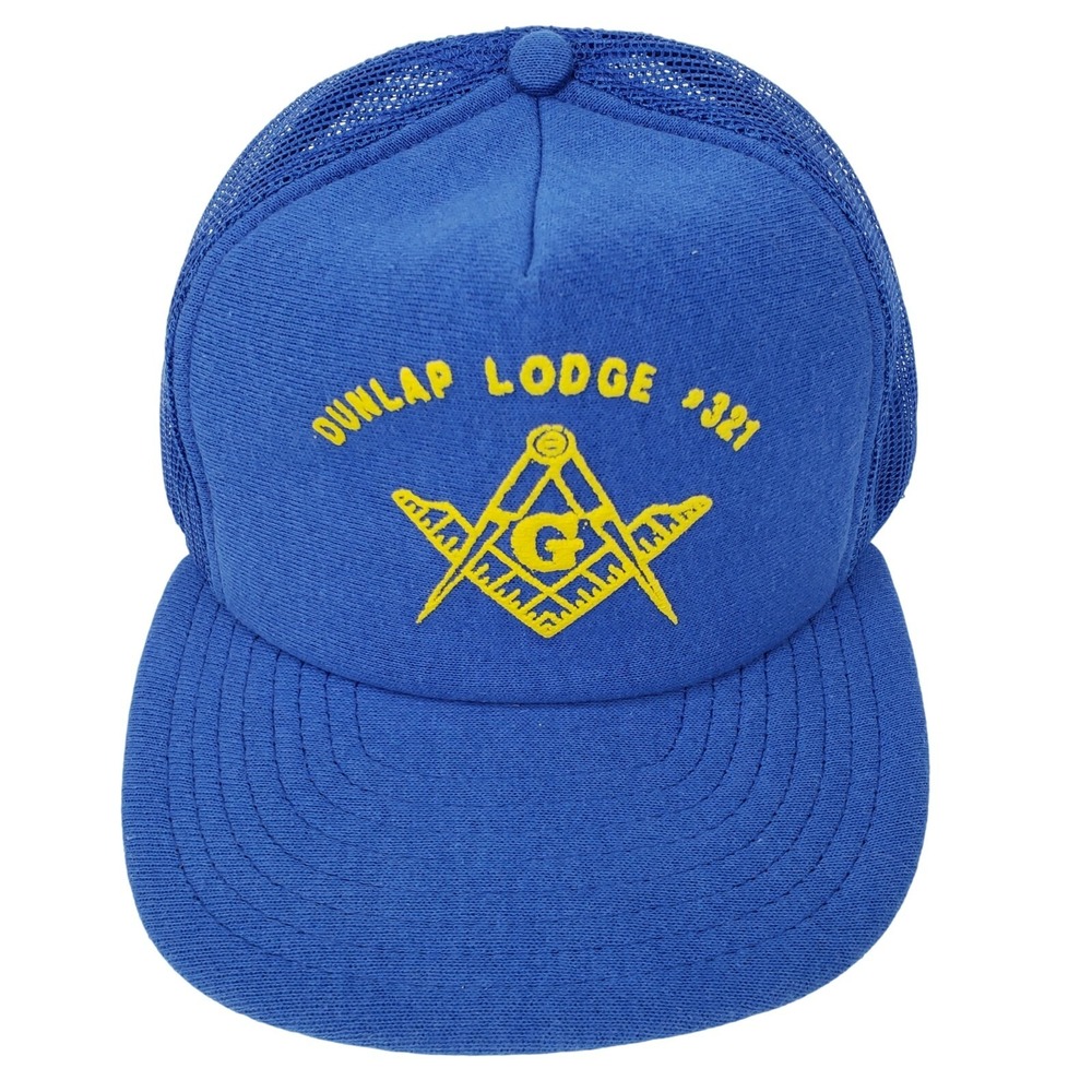 Dunlap Lodge Mason Vintage‎ Snapback Hat Screen Stars Tag USA Made Trucker Cap
